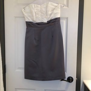 sleeveless white + gray bridesmaid dress